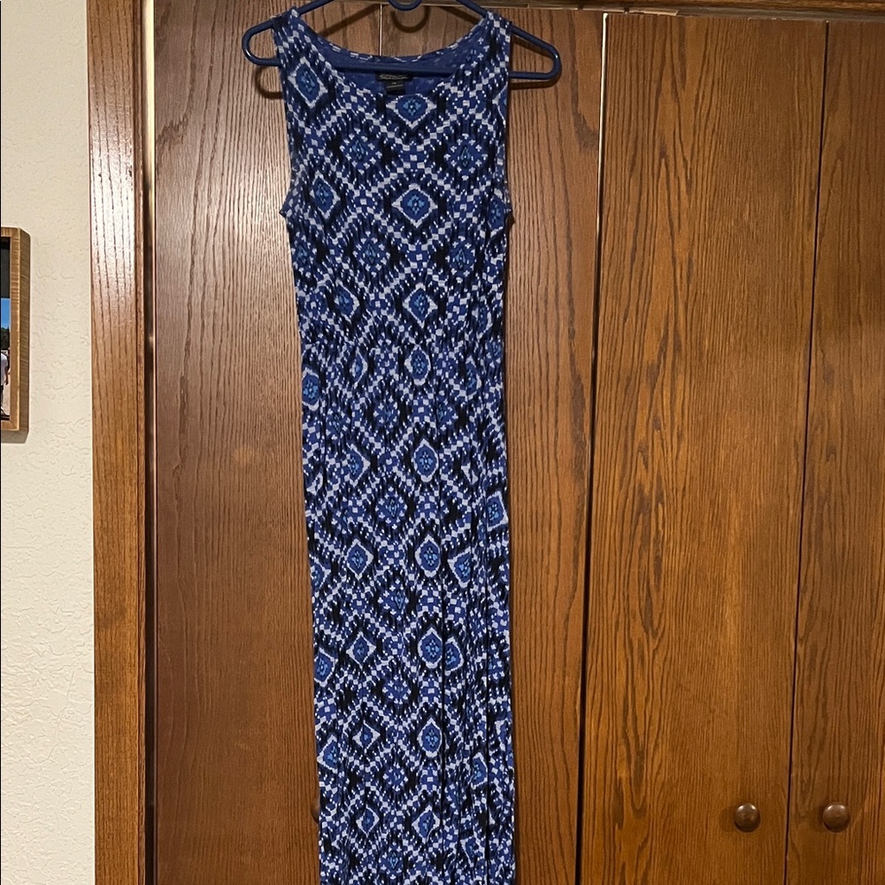 Lucky Brand Navy Geometric Maxi Dress